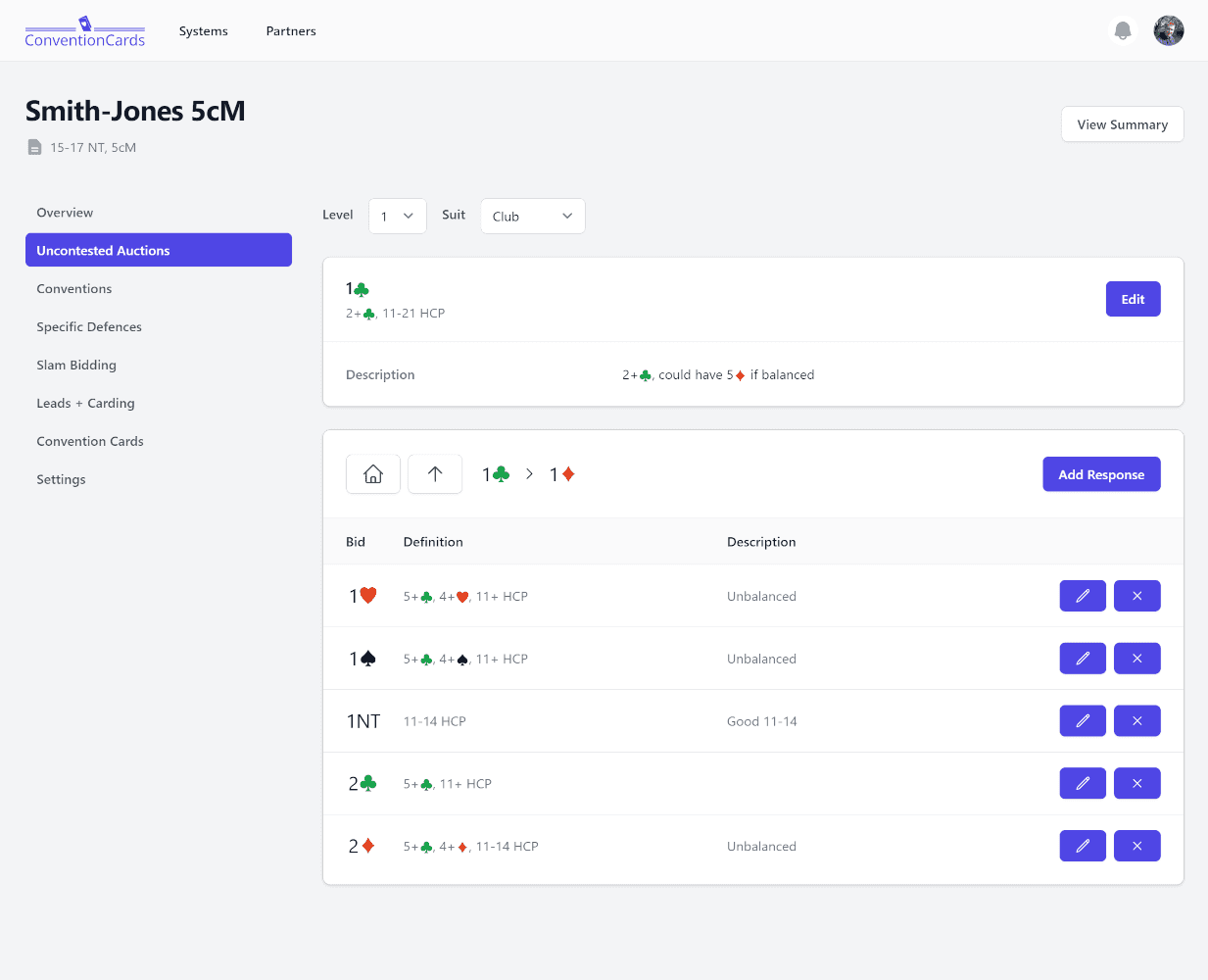 A large screenshot of the ConventionCards system builder